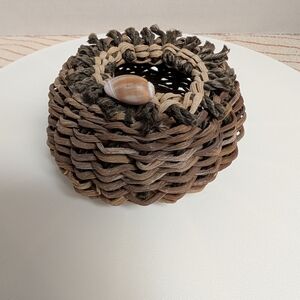 Miniature Handcrafted Brown Woven Basket